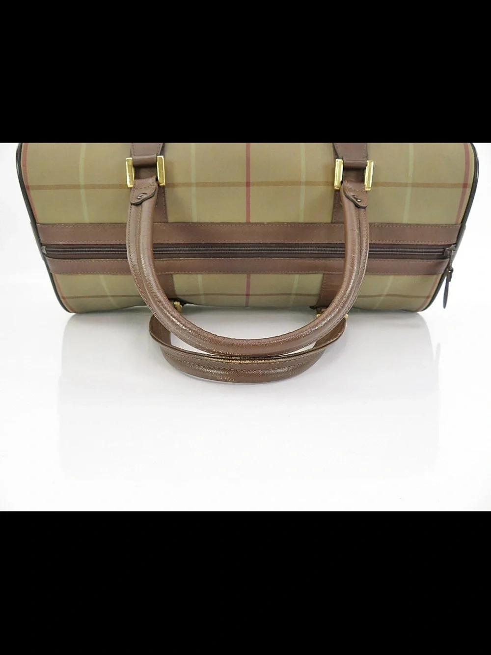 Burberry Olive and Brown Check Duffel Bag